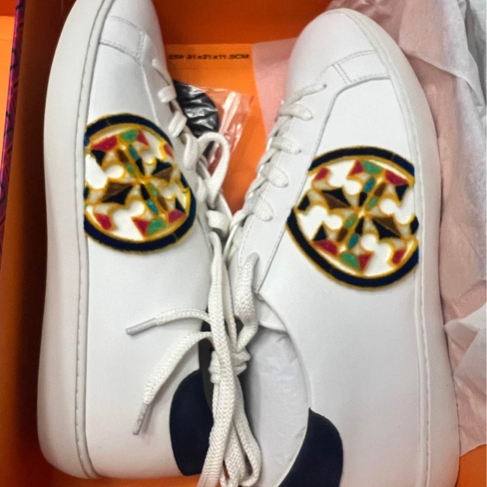 Tory Burch White Sneakers with Multicolor Logo